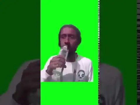 Man shaking while drinking water Meme green screen