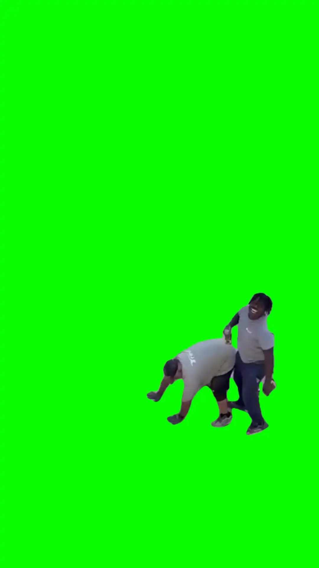 Man sliding down meme green screen