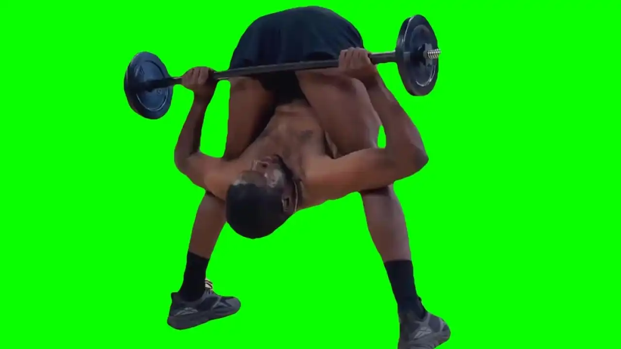 Man working out meme green screen