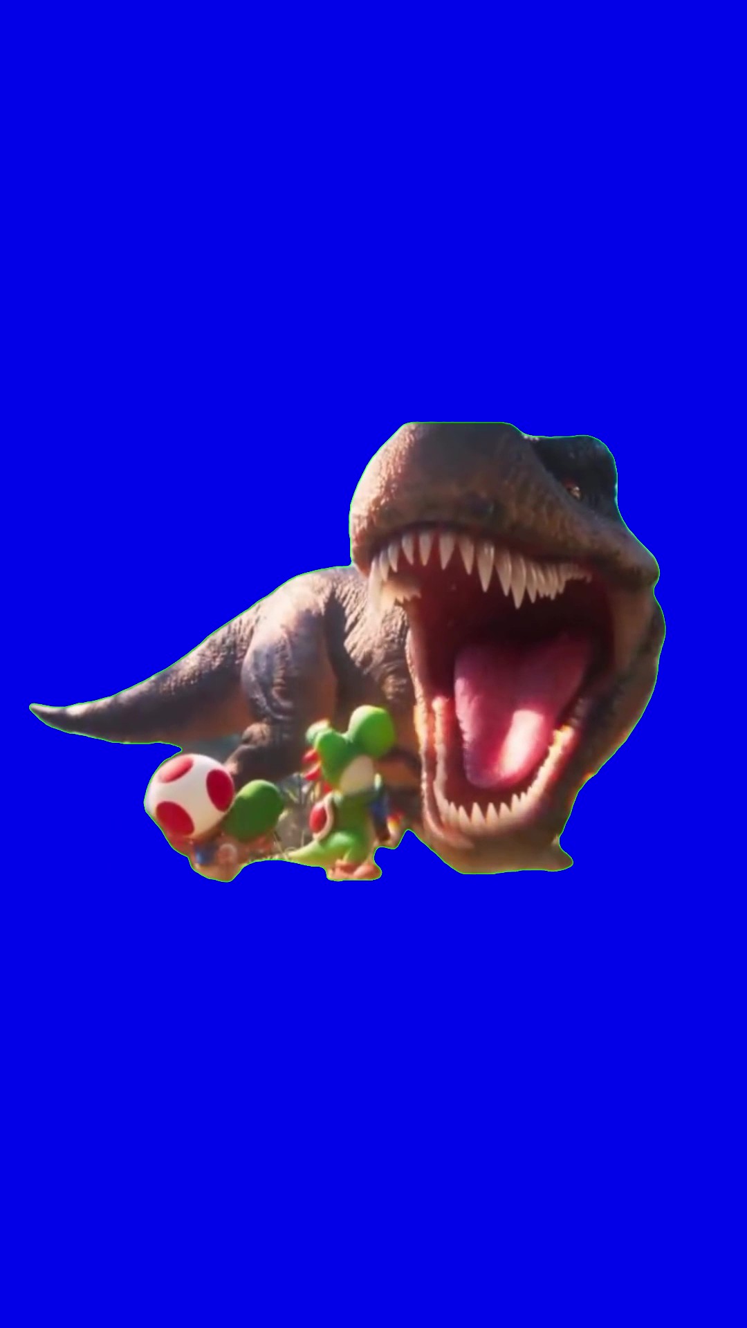Mario dinosaur roar at yoshi Blue Screen