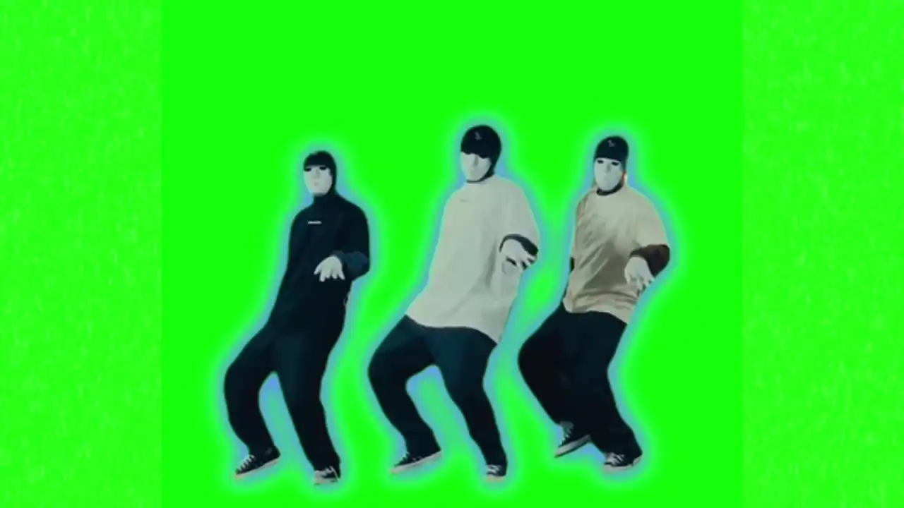 Masked man dancing meme green screen