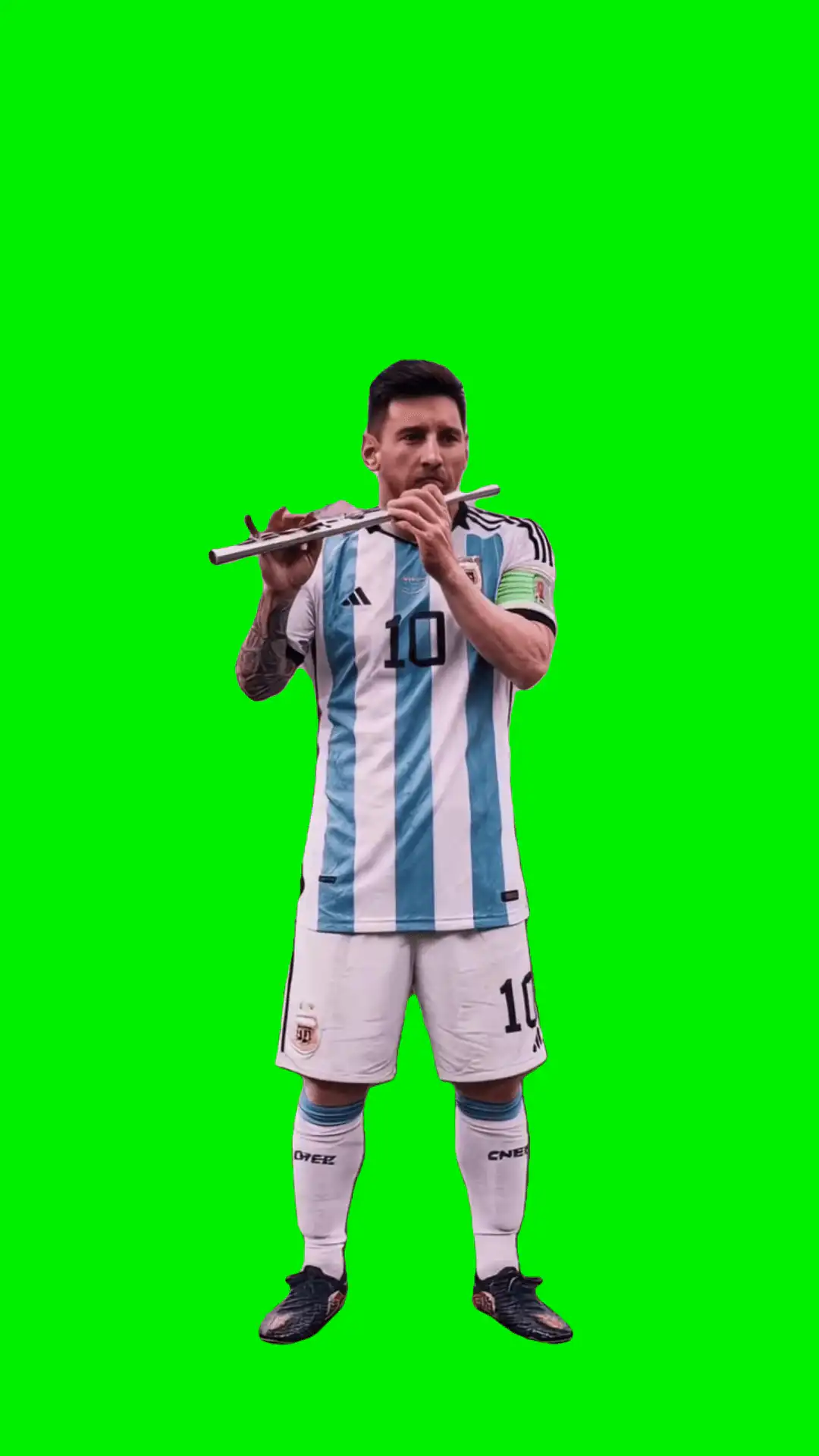Messi Playing Flute Meme Green Screen
