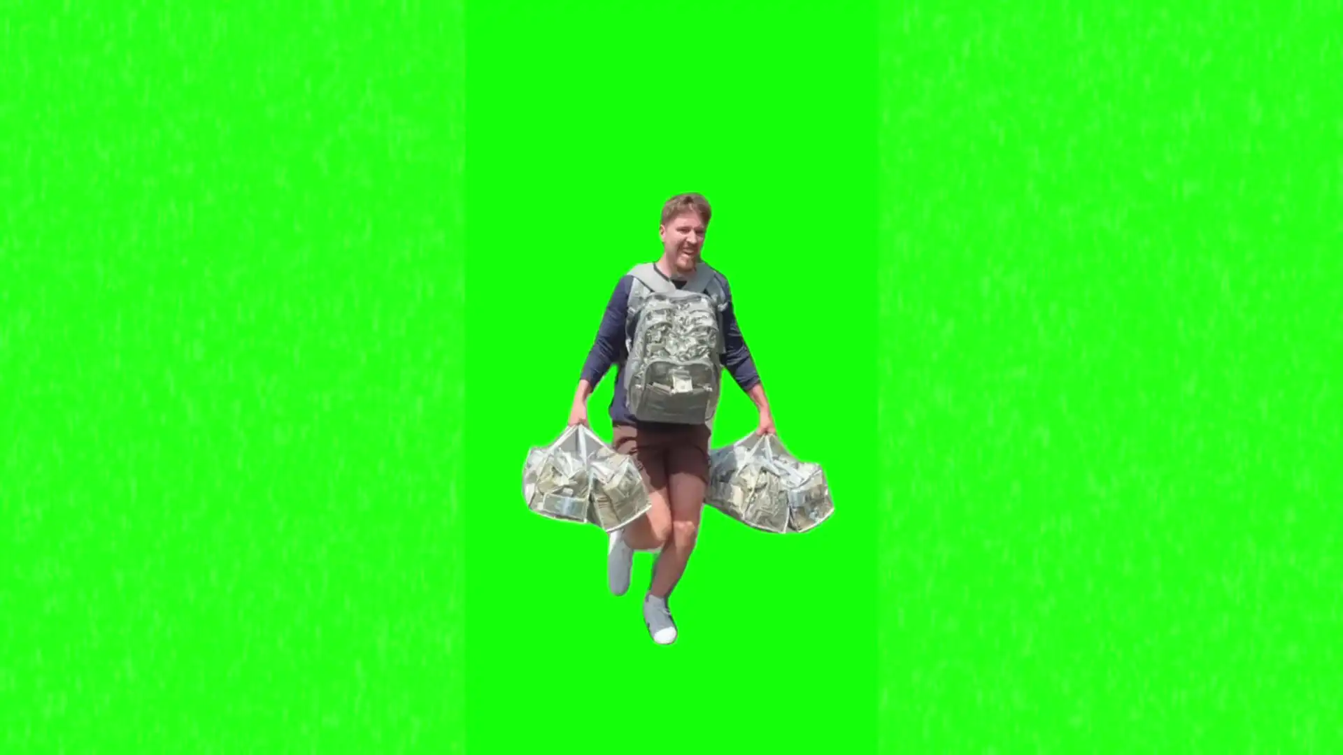 Mr beast running with money green screen