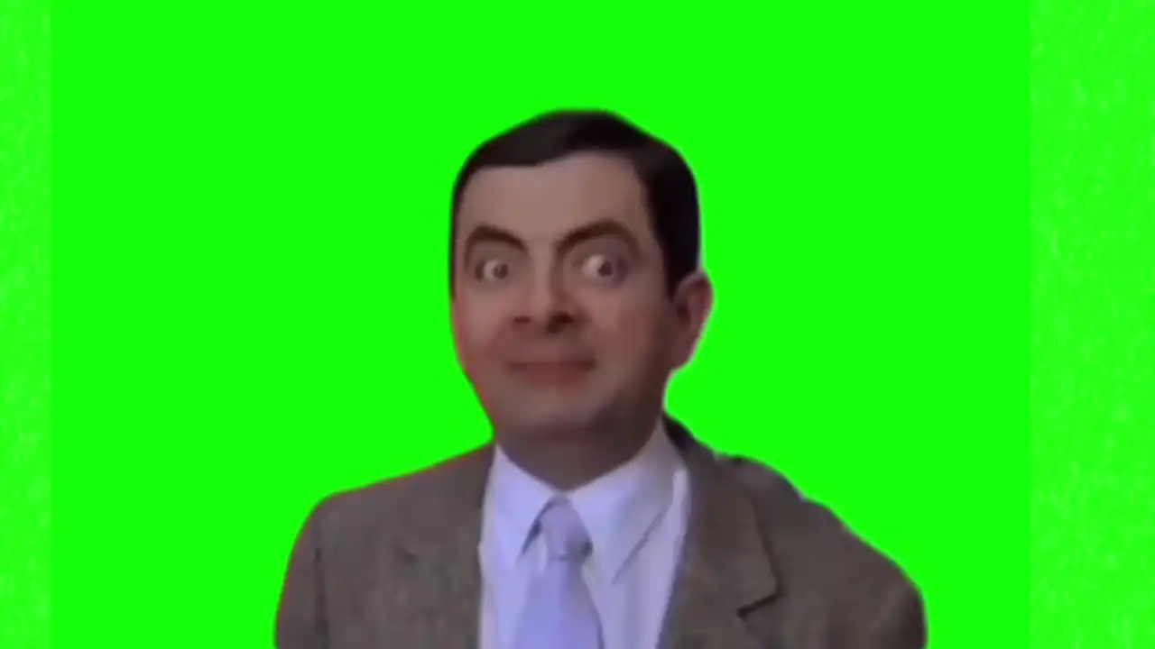 Mr.Bean Nervous Laugh meme green screen