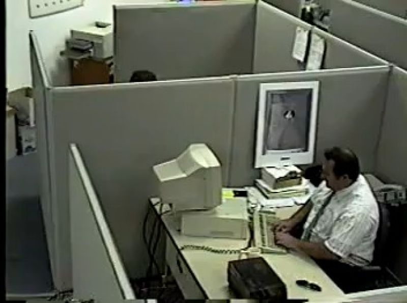 Office Worker Hits and Kicks Computer Meme Template