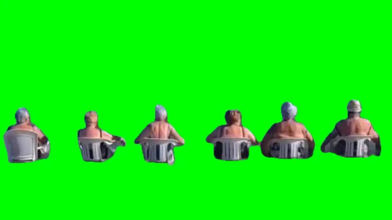 old people relaxing meme green screen
