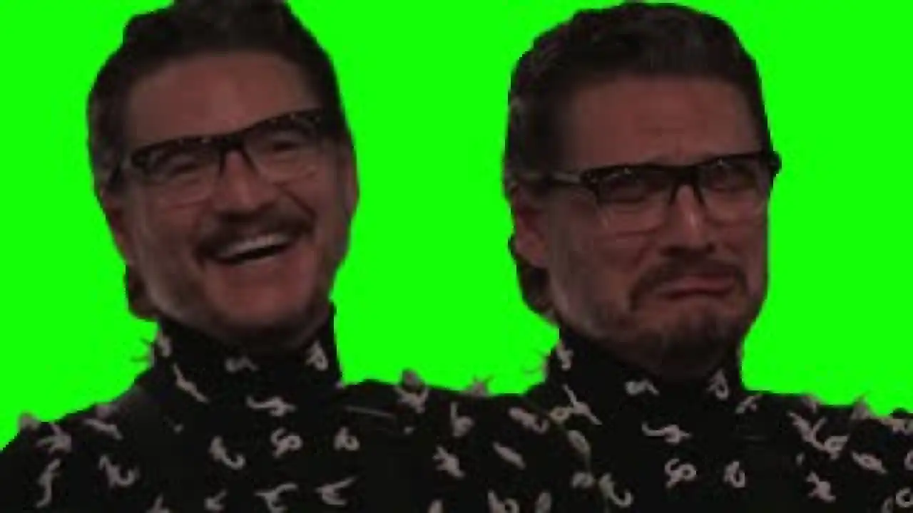 Pedro Pascal happy meme green screen