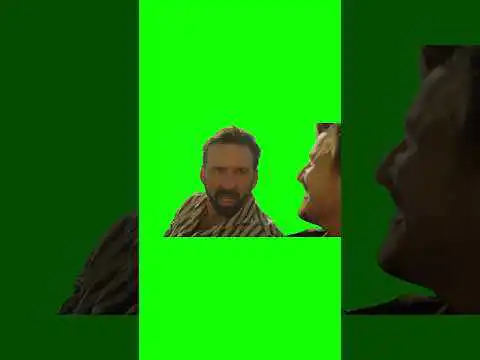 Pedro Pascal Smiling at Nicolas Cage Green Screen