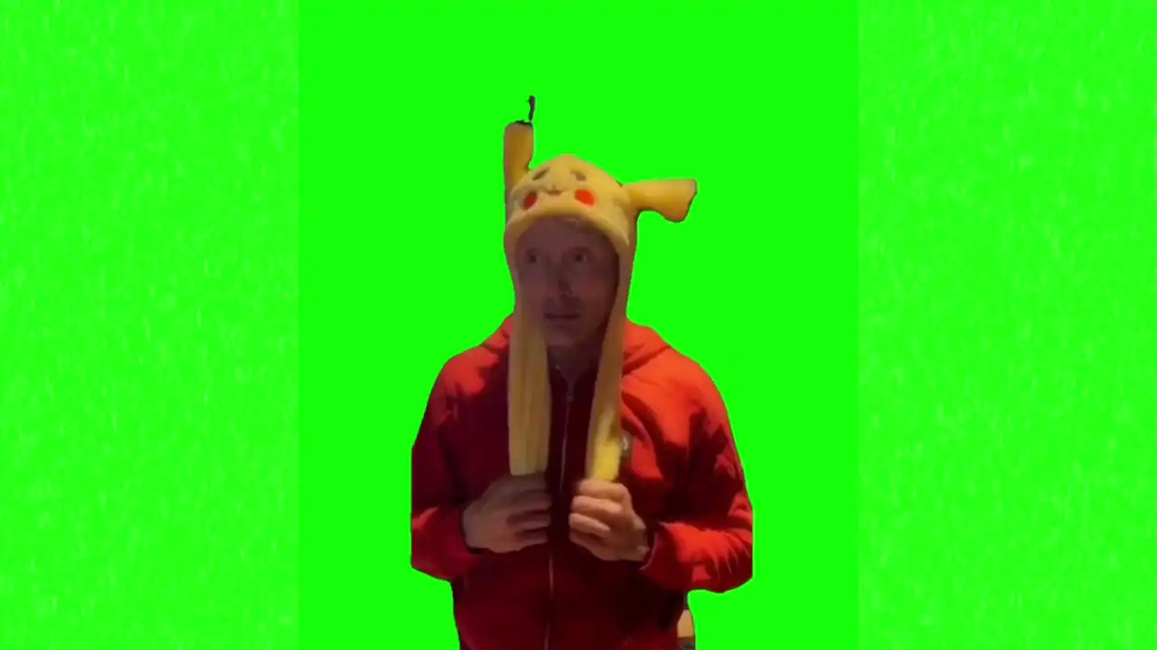 Picachu ears talking meme green screen