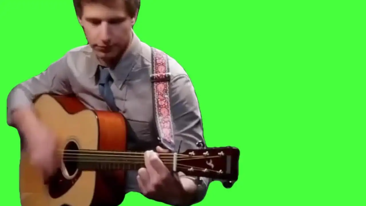 Playing Guitar and Screaming Meme Green Screen