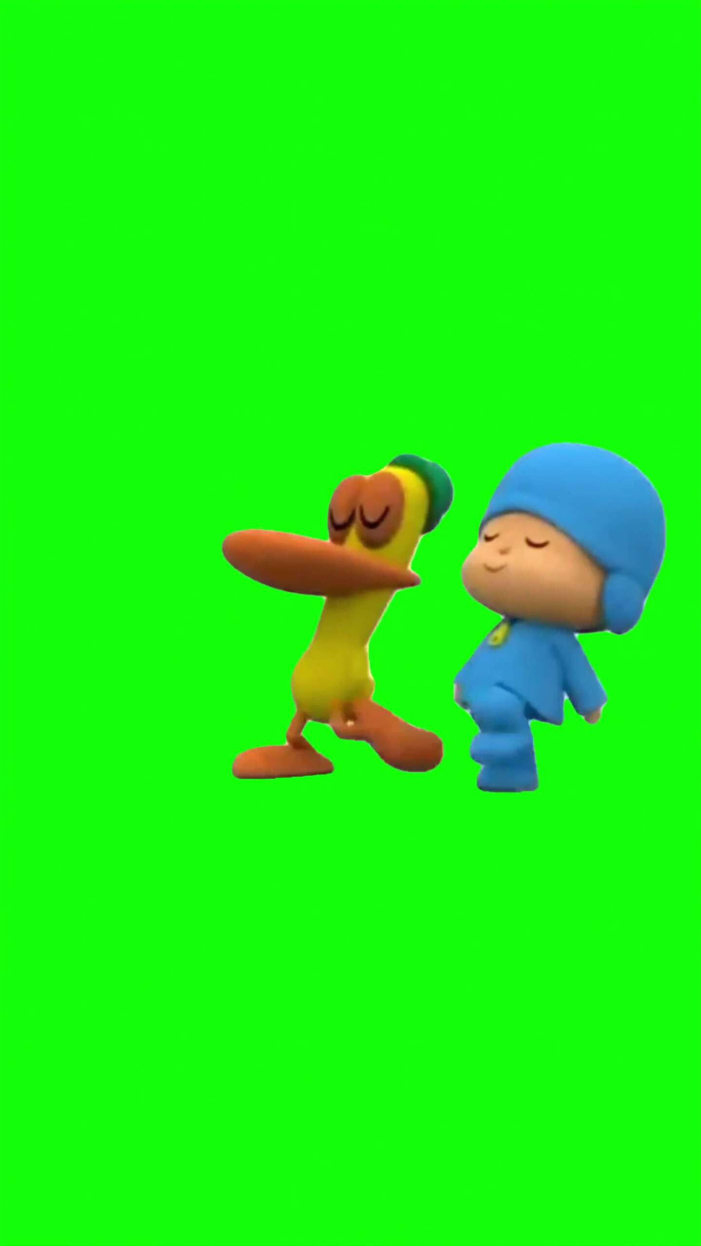 Pocoyo &Pato Going for a Walk Green Screen Meme