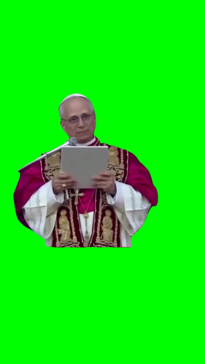 Pope reading Brainrot Green Screen