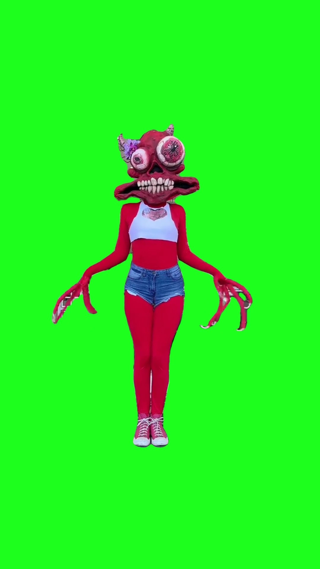 Red Demon Girl dancing Green Screen Meme