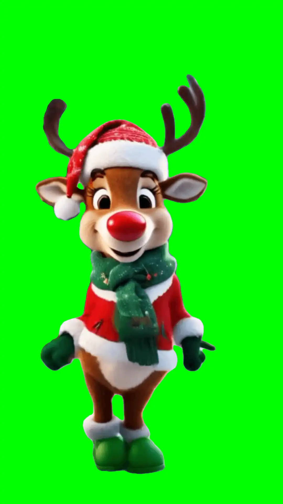 Red reindeer dancing green screen