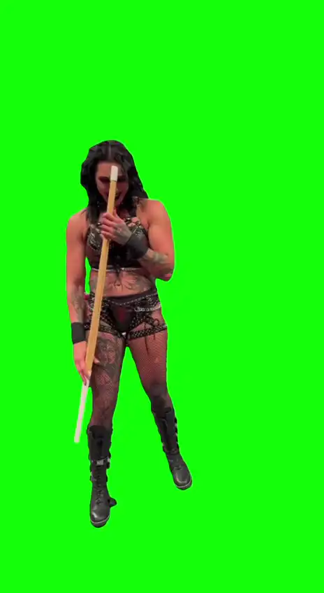Rhea Ripley With Illegal Stick meme green screen