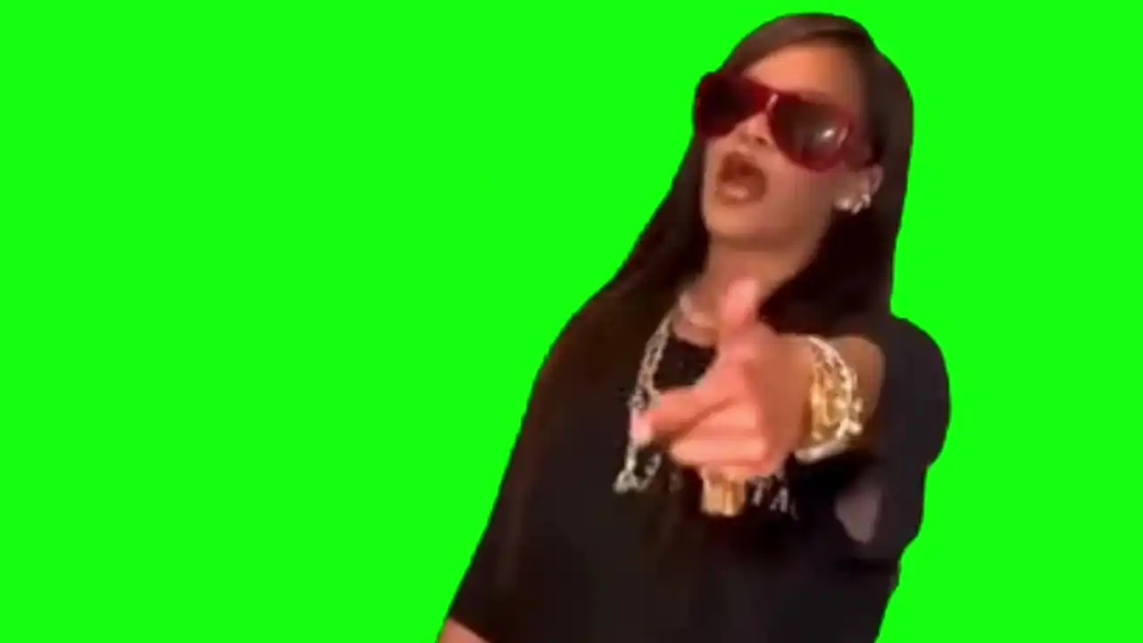 Rihanna singing TGIF meme Green Sreen