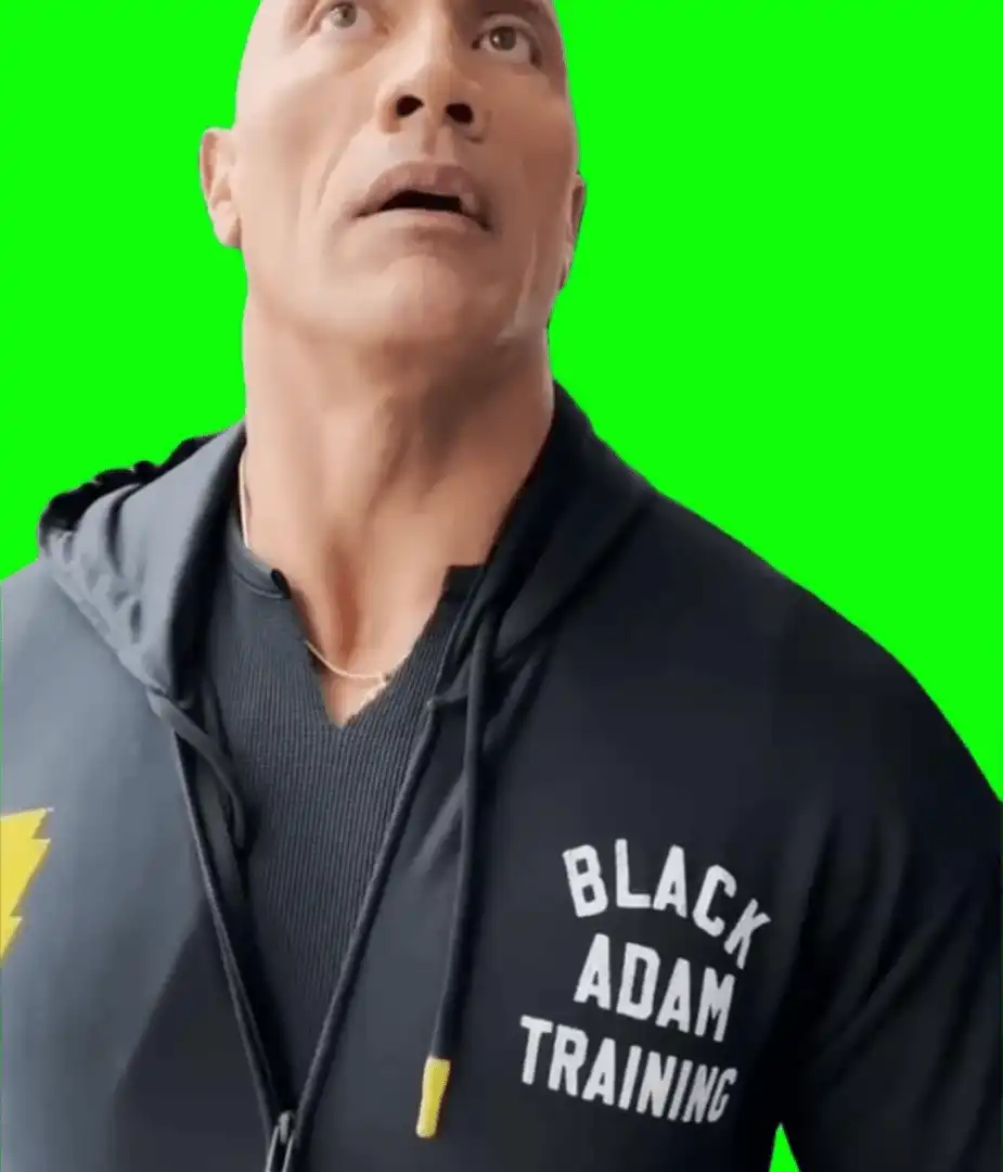 Rock turns into black adam meme Green Screen