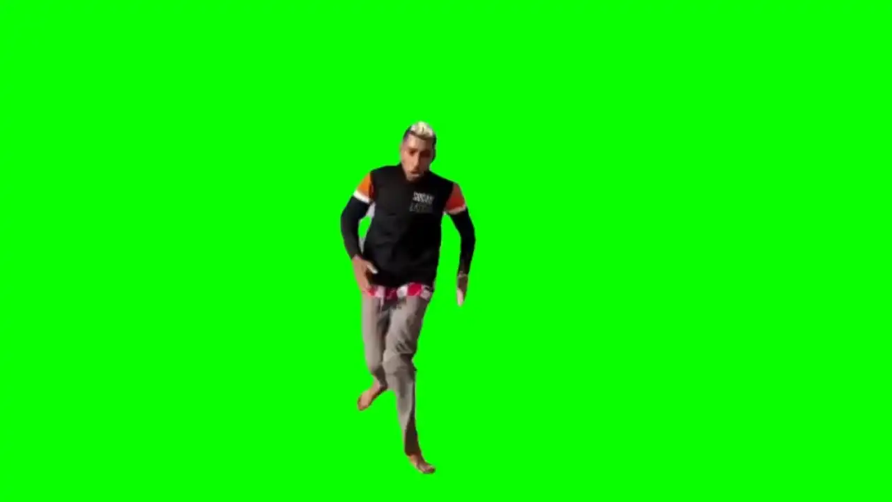 Running into water meme green screen