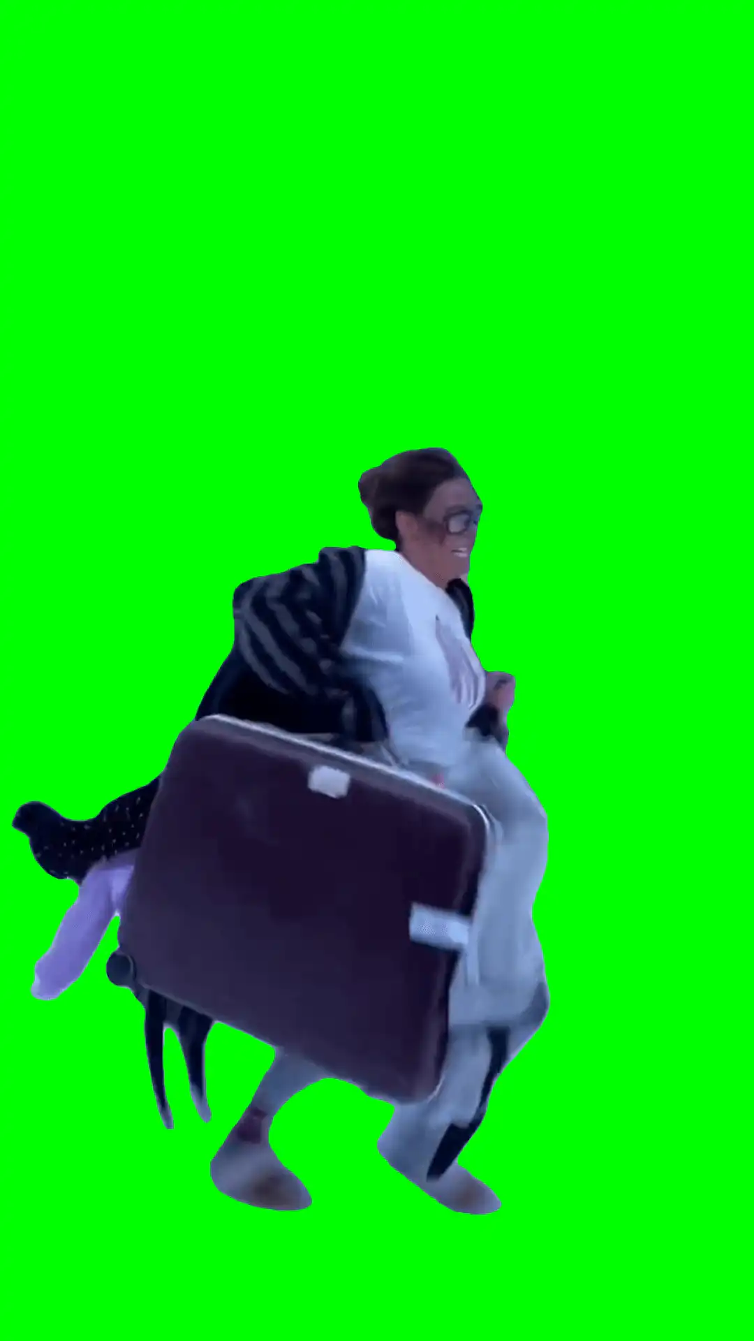 Running with suitcase Meme Green Screen
