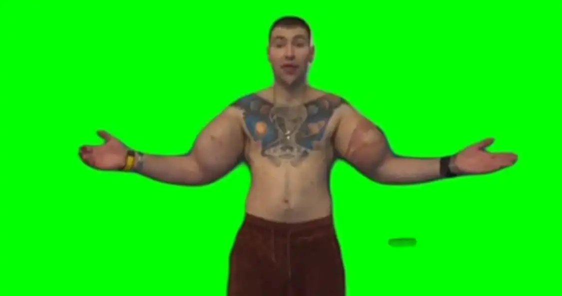 Russian bodybuilder Green Screen