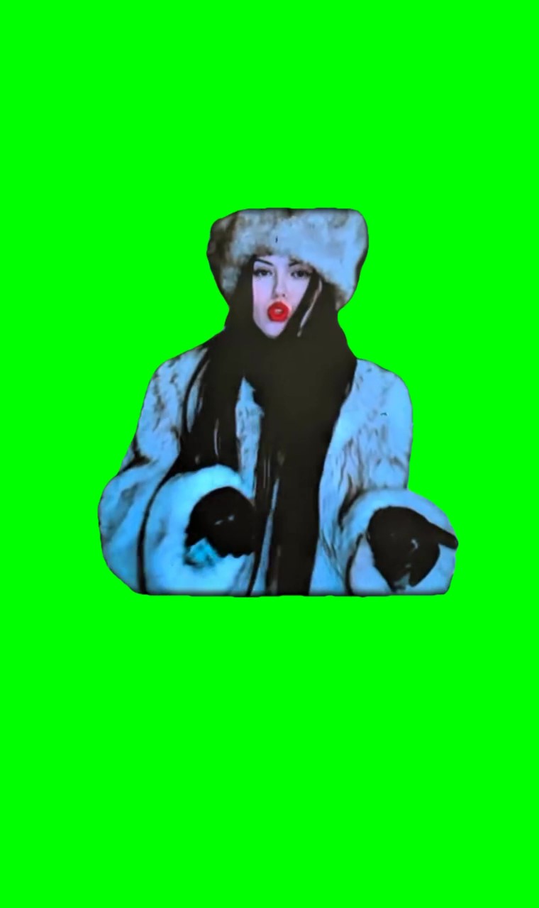 Russian girl singing green screen
