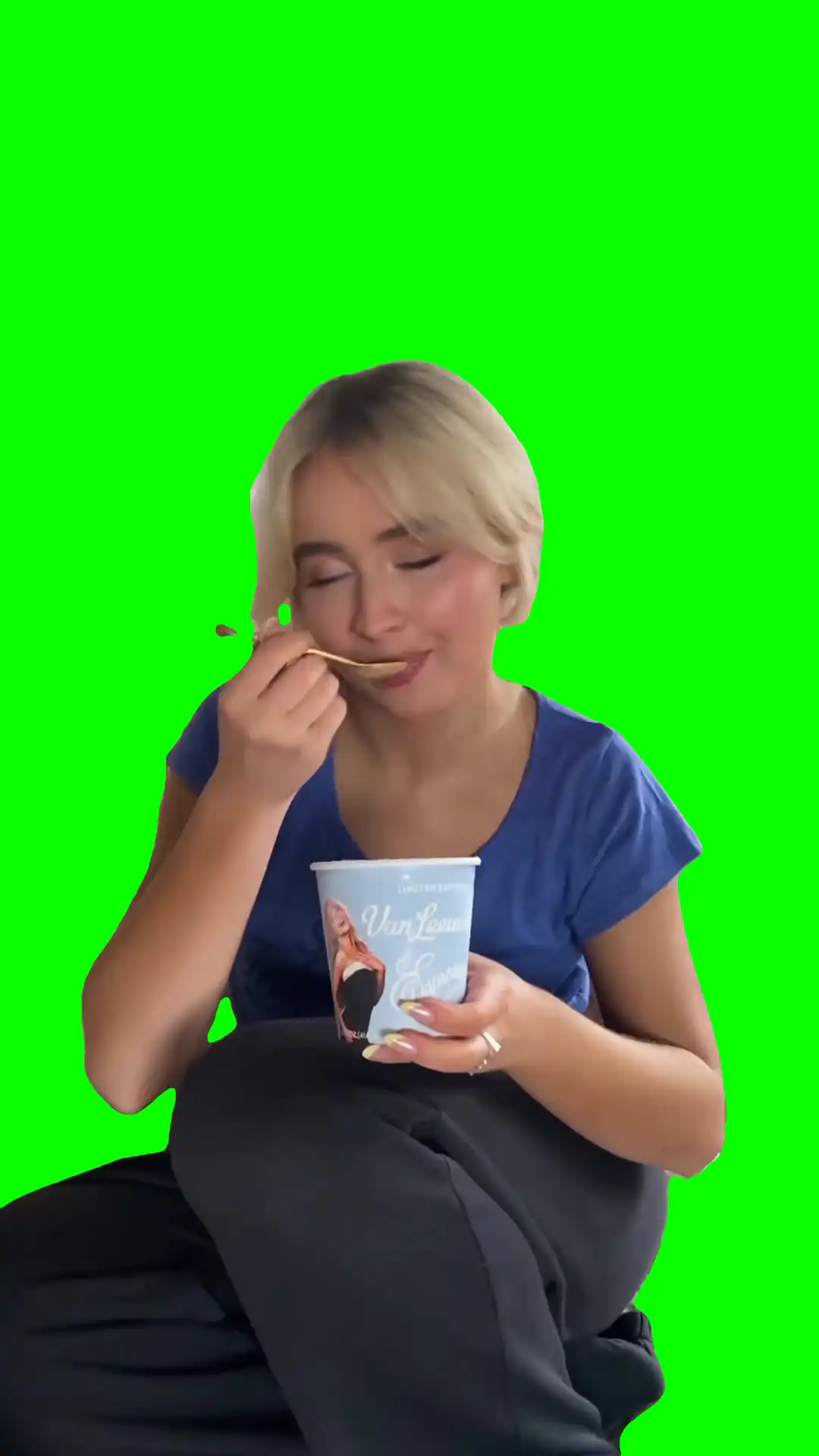 Sabrina eating ice cream green screen