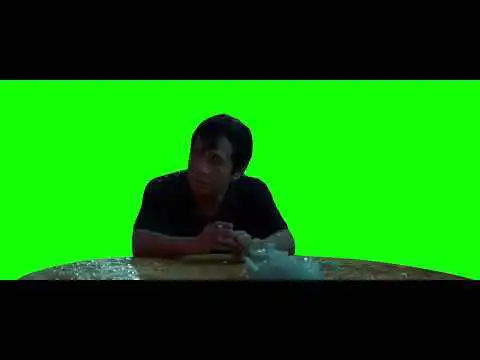 Sad Man Sitting at Table Green Screen