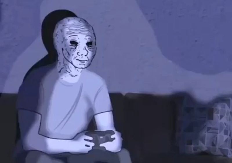 Sad Wojak playing games meme template