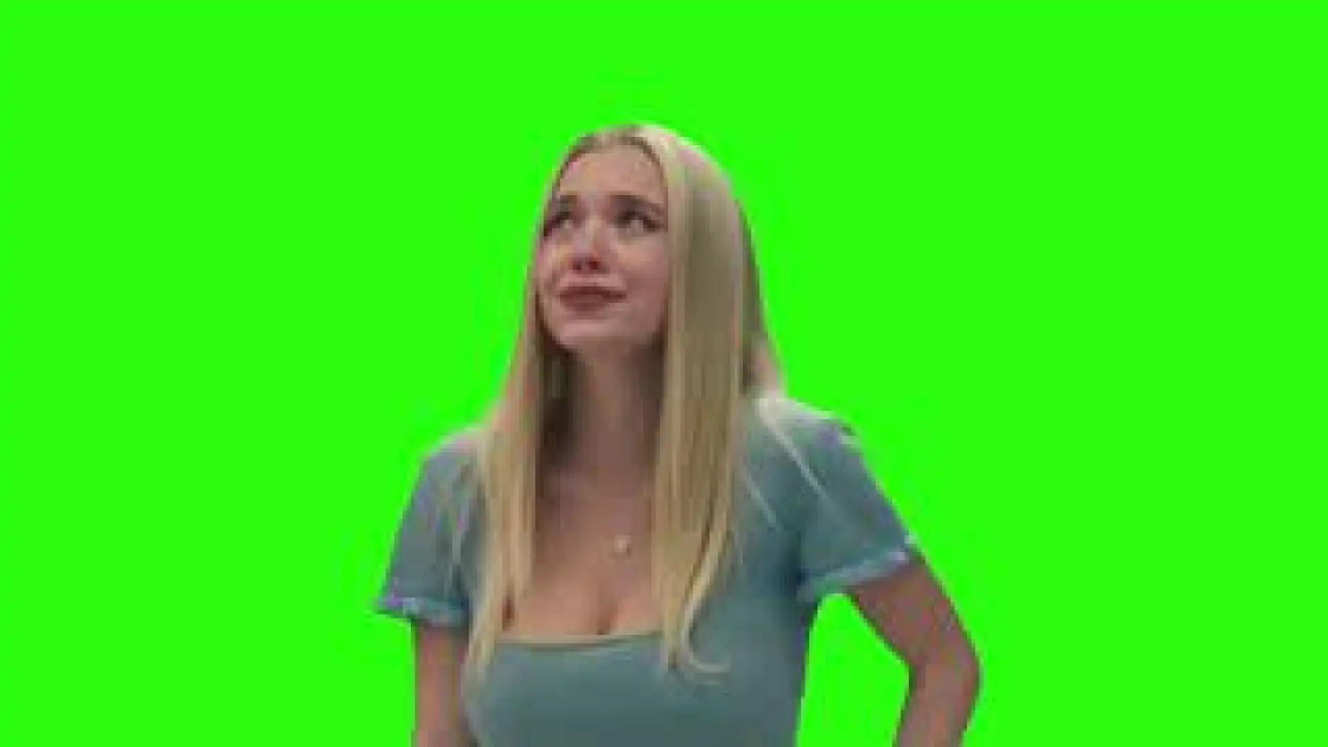 Sidney Sweeney crying Green screen