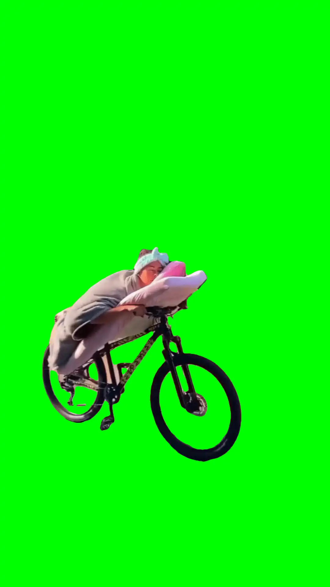 Sleeping and riding Bike Meme Green Screen