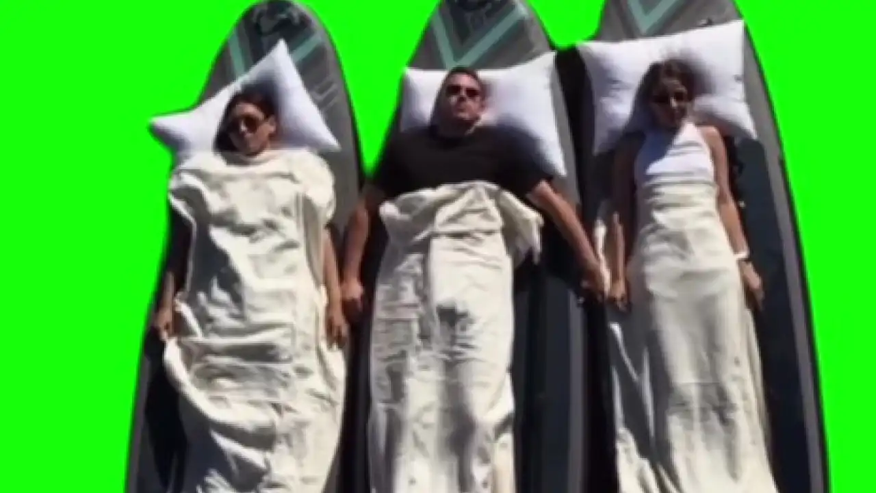 Sleeping on Paddleboards meme green screen