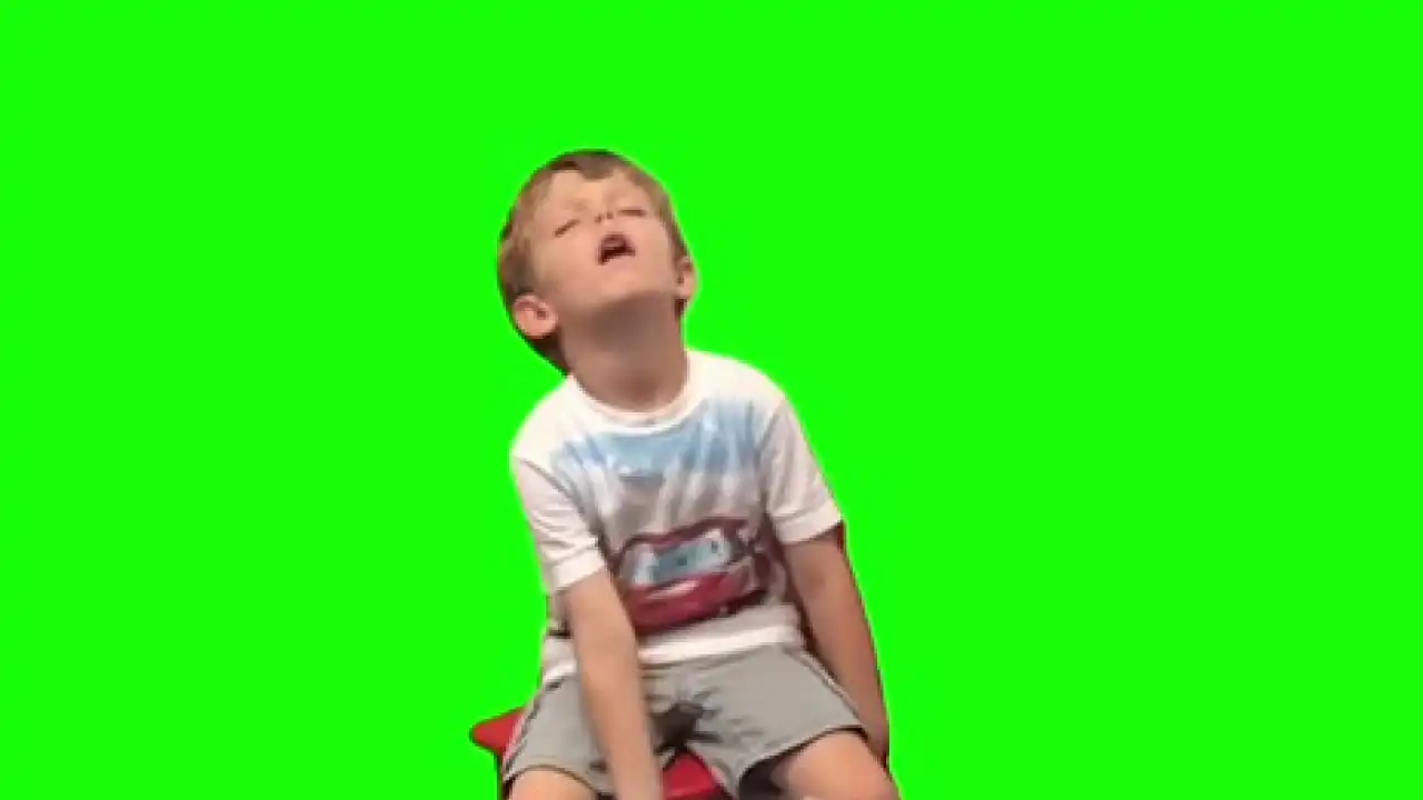Sleepy kid meme green screen