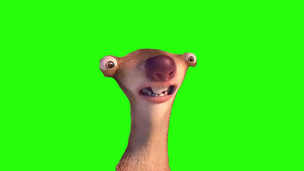 sloth sid is admiring meme Green screen