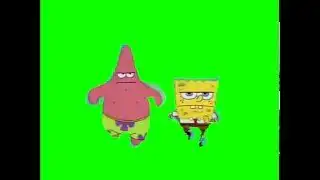 Spongebob and Patrick Running Green Screen