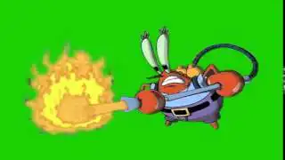SpongeBob Mr Krabs Flamethrower green screen