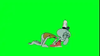 SpongeBob Squidward Licking Sand Green Screen