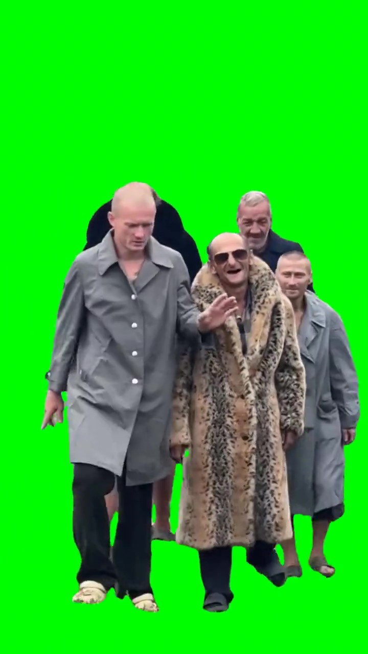 Squad in fur coats Green Screen