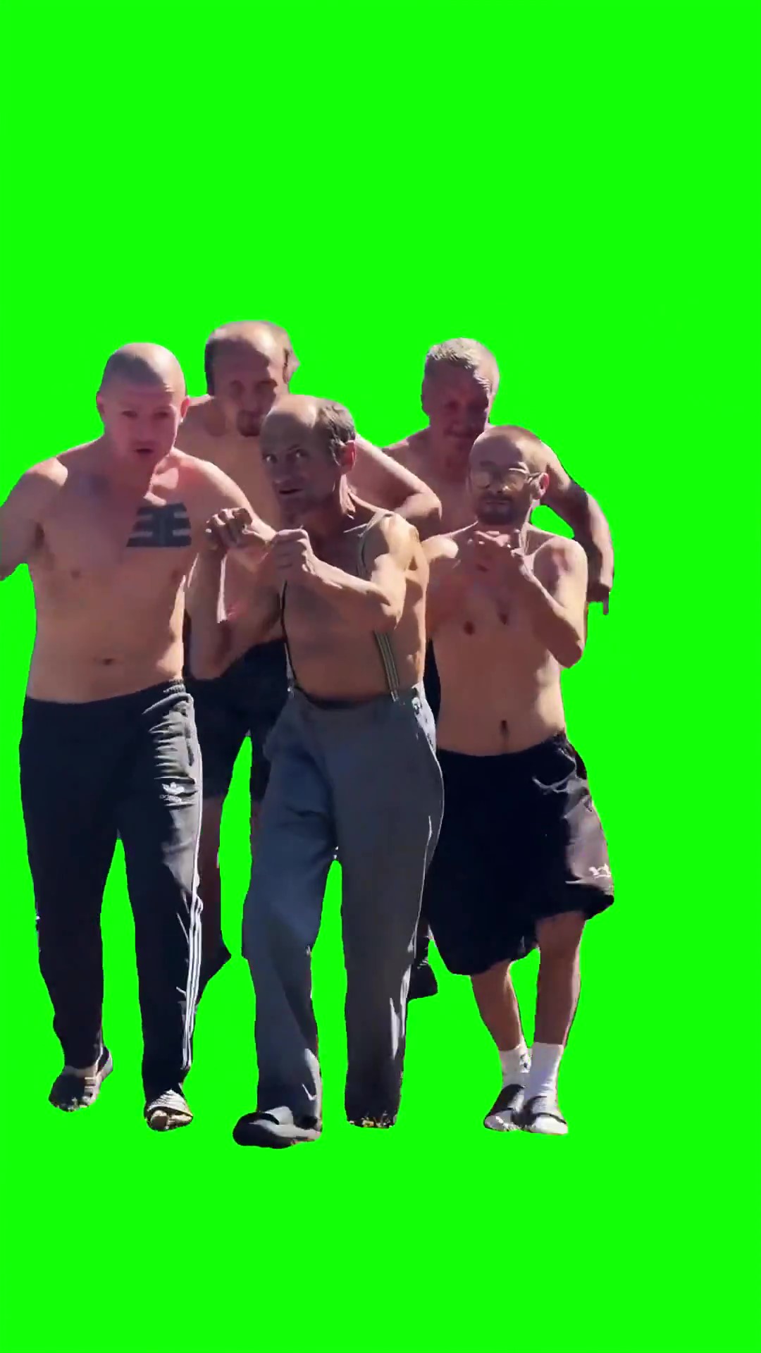 Squad pulling up meme Green Screen