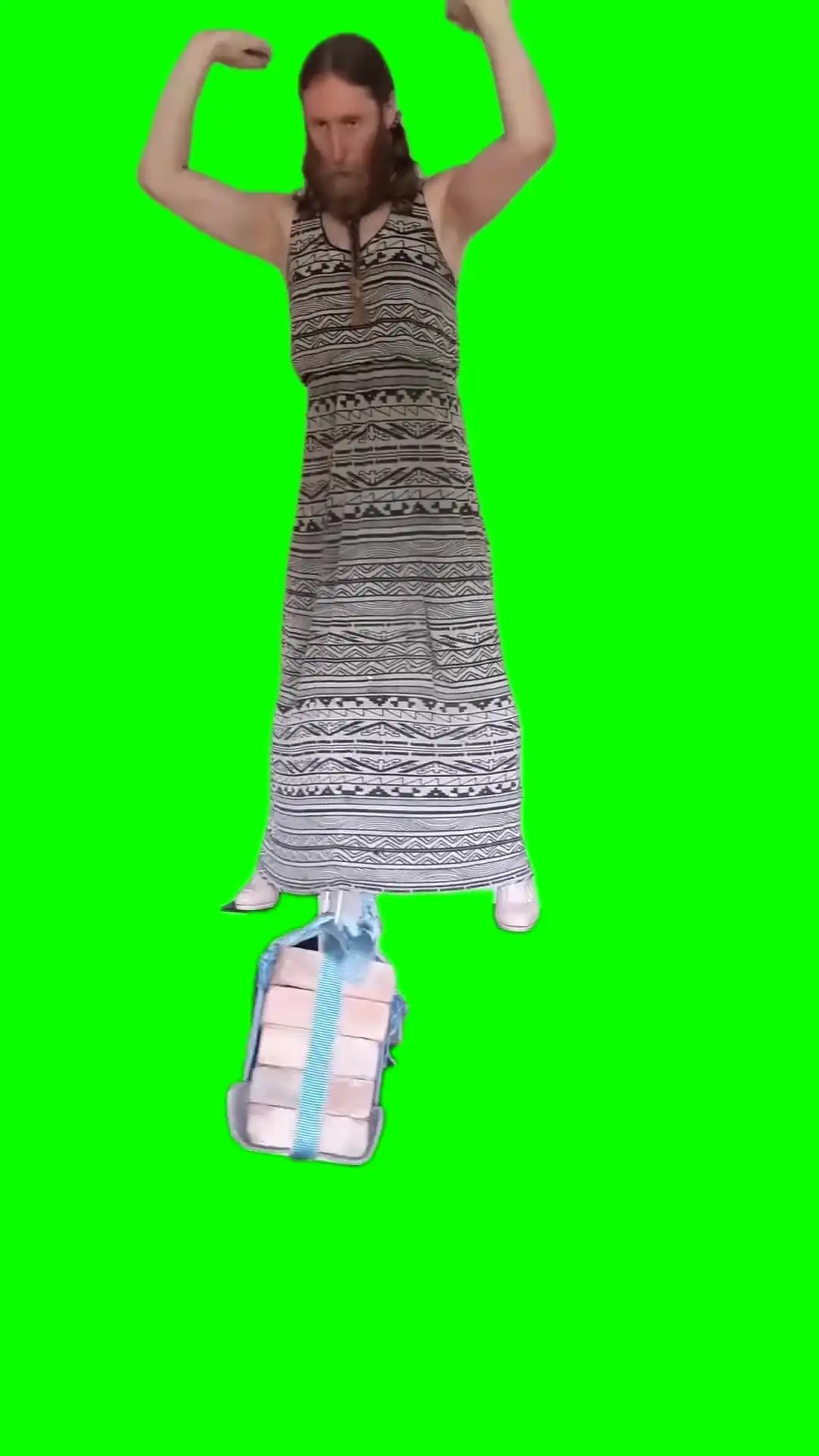Strong Man with Bricks Meme Green screen