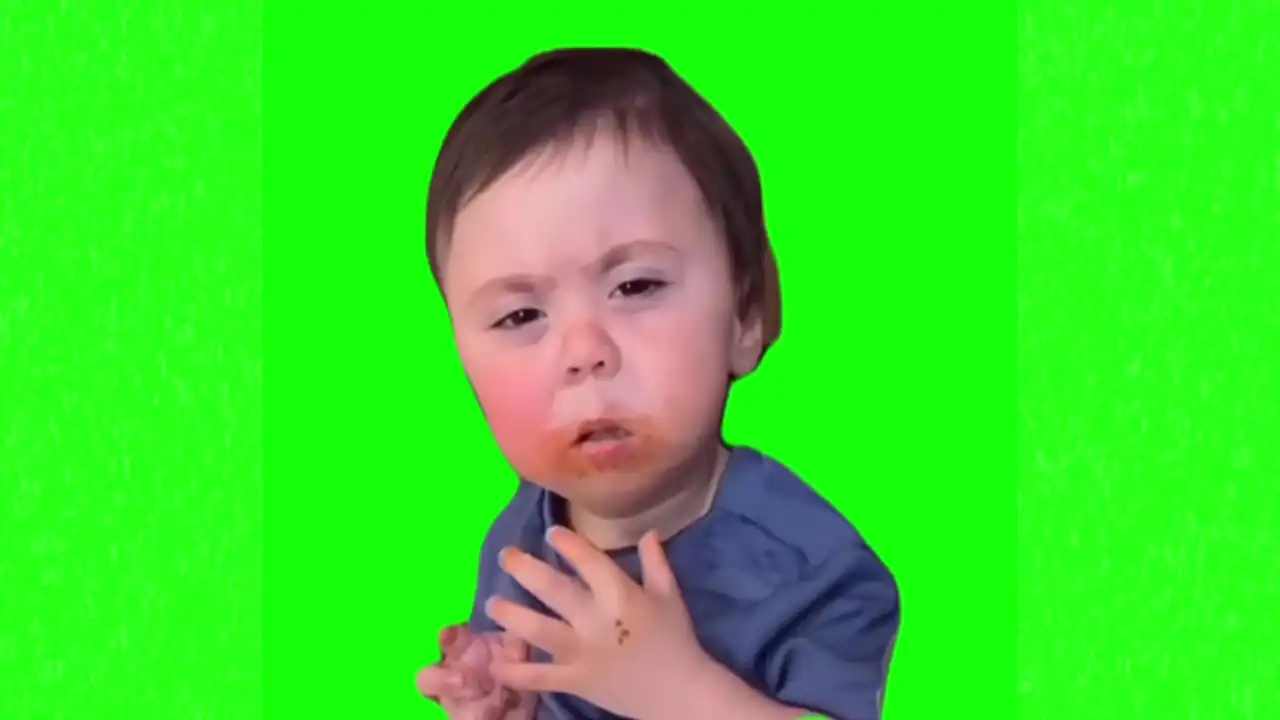 Suspicious kid meme green screen