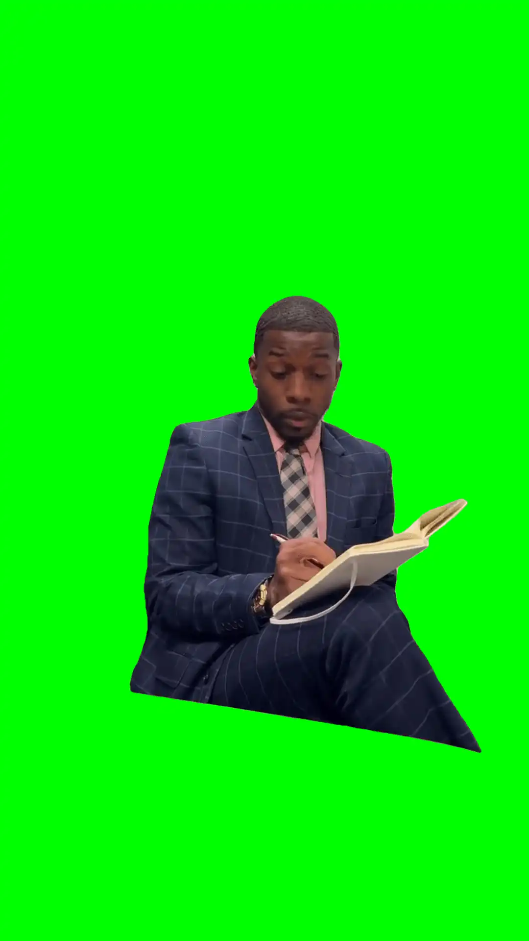 Taking notes green screen