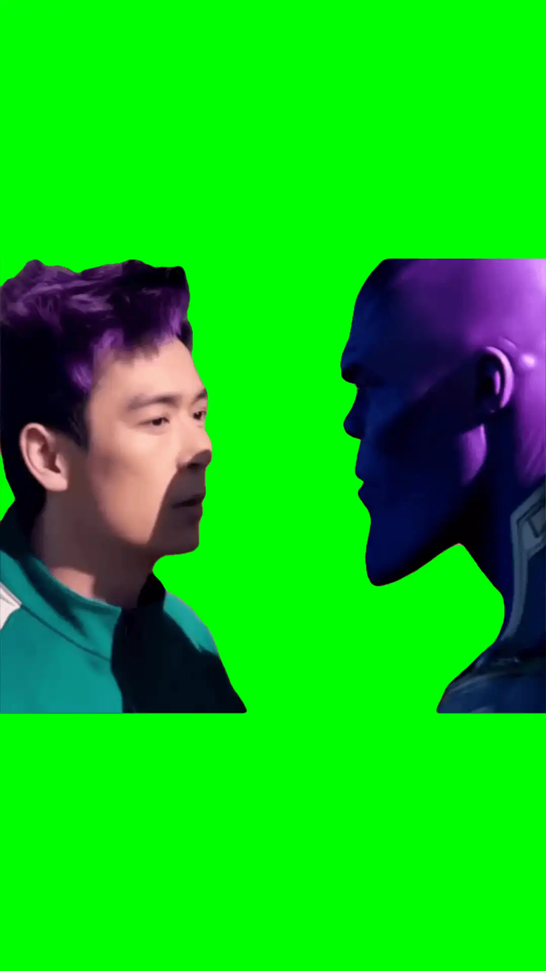 Thanos kissing Thanos meme green screen