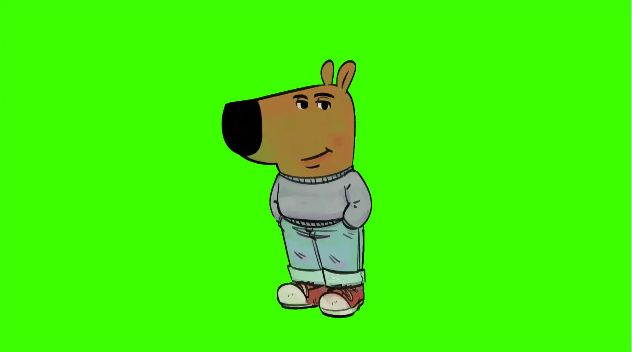 the chill guy meme green screen