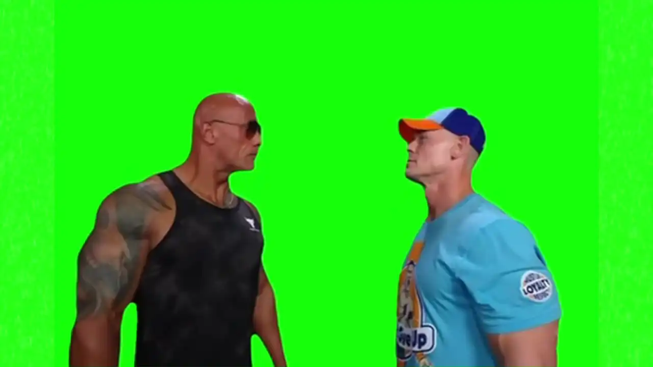 The Rock and John Cena meme green screen