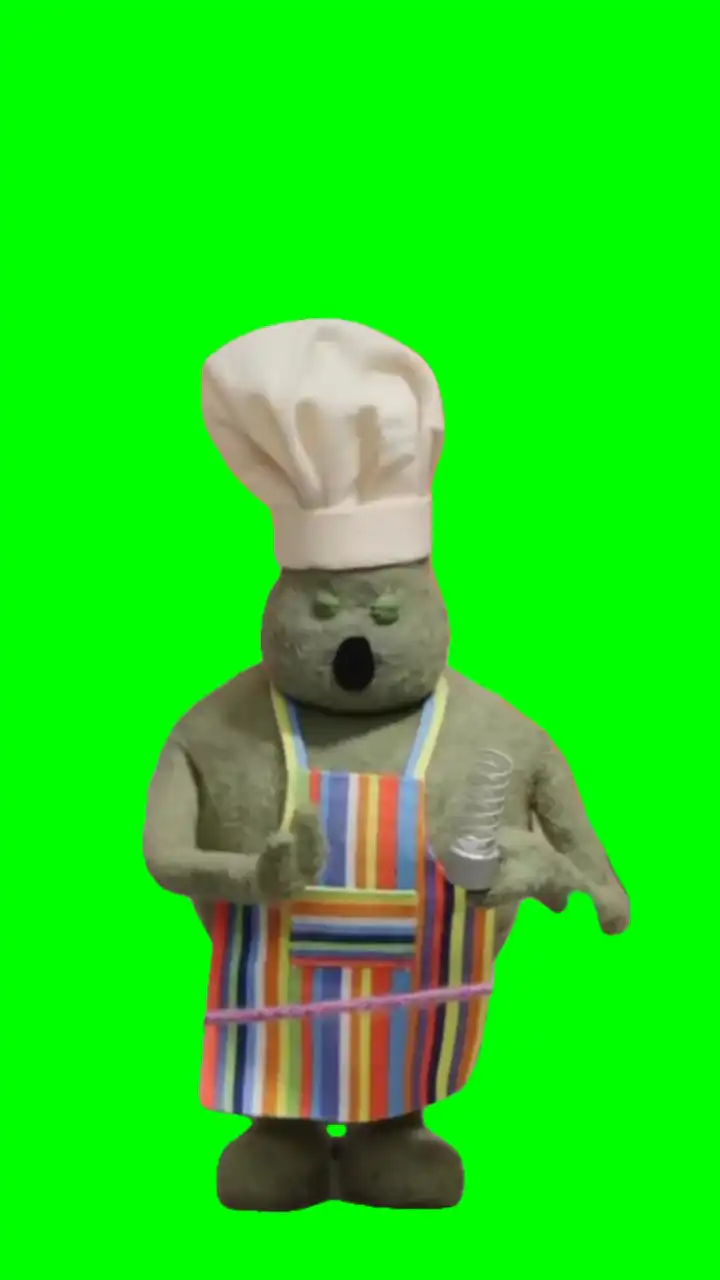Tiny Chef screaming green screen