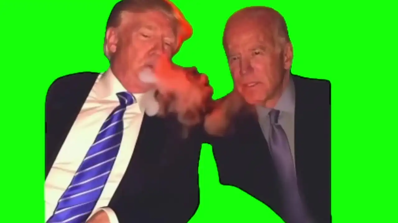 Trump and Biden Hotboxing Meme Green Screen