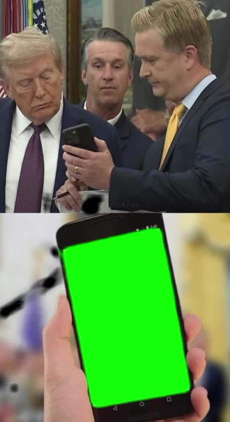 Trump looking at a phone Green Screen Meme