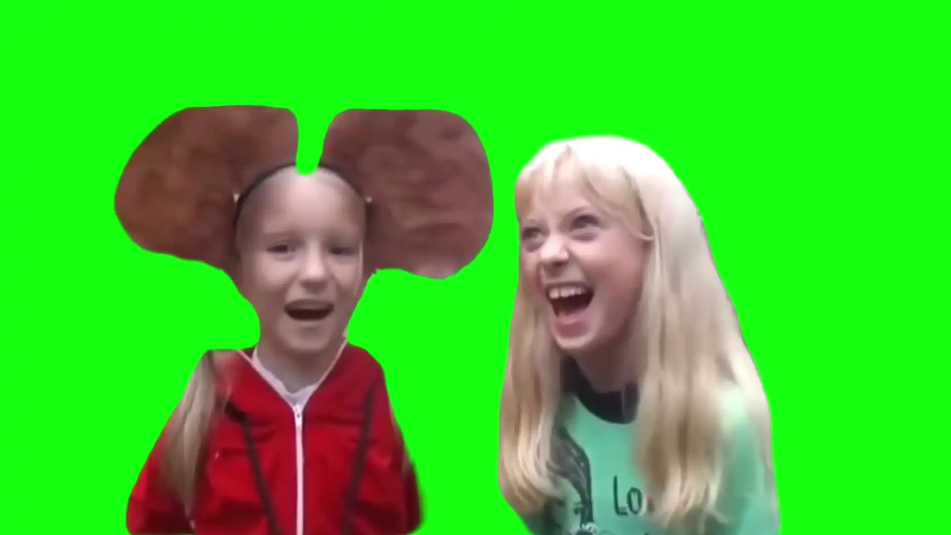 Two girls laughing meme green screen