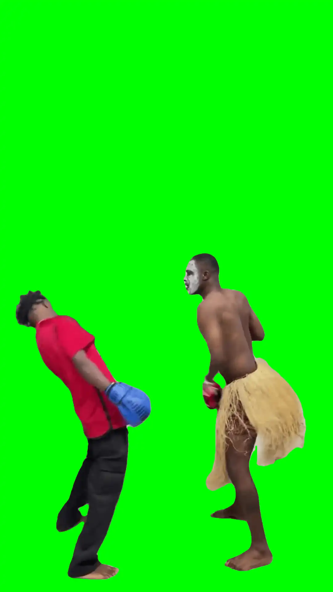 Two guys playing boxing game meme green screen