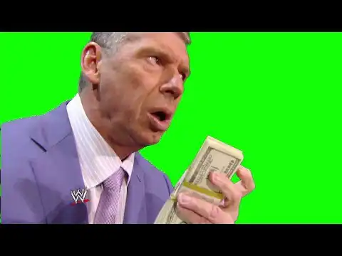 Vince McMahon smelling money green screen